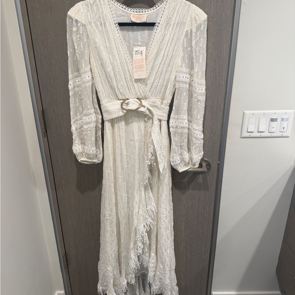 Rococo Sand White Embroidered Dress